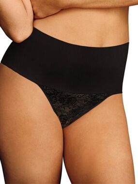 Maidenform Women's Tame Your Tummy Lace Thong in Black Lace